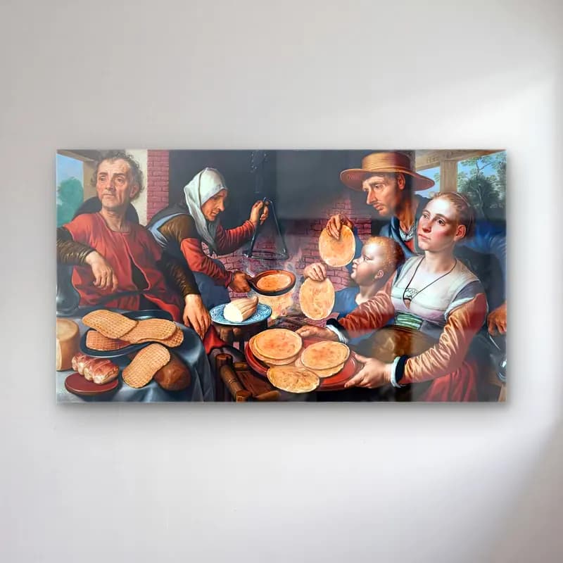 Pieter Aertsen – The Pancake Bakery cam tablo — Pieter Aertsen – The Pancake Bakery — yağlı boya ekmek ve pastalar
