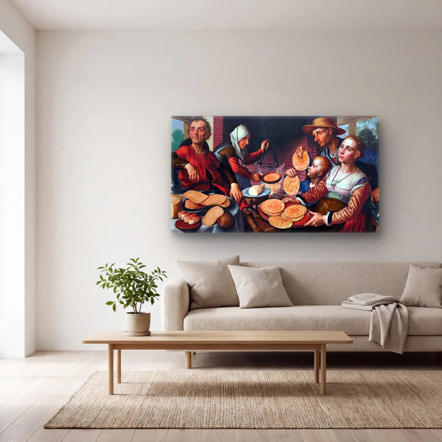 Pieter Aertsen – The Pancake Bakery cam tablo — açık renk salonda