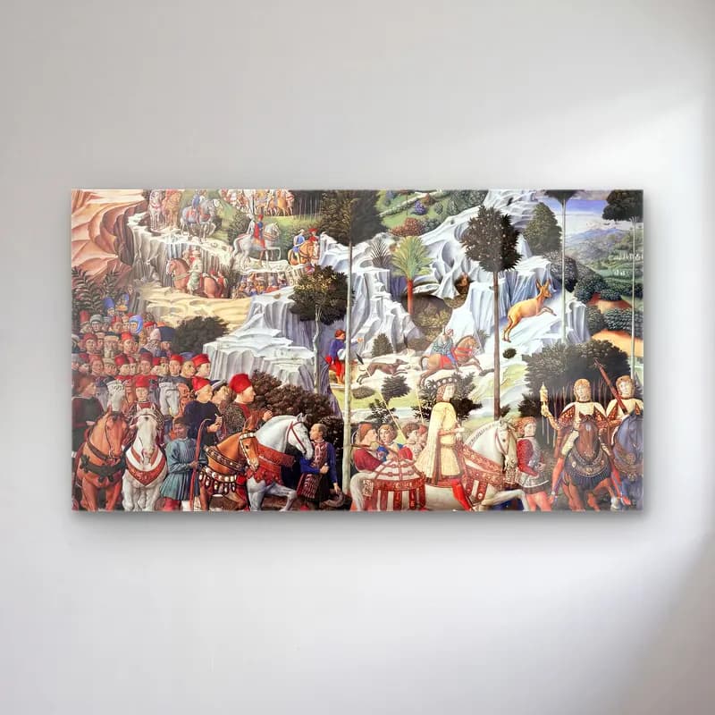 Benozzo Gozzoli – Procession of the Youngest King (east wall) cam tablo — Benozzo Gozzoli – Procession of the Youngest King (east wall) — vintage mitolojik sahne