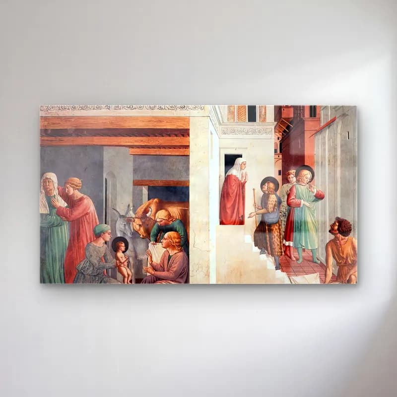 Benozzo Gozzoli – Scenes from the Life of St Francis (Scene 1, north wall) cam tablo — Benozzo Gozzoli – Scenes from the Life of St Francis (Scene 1, north wall) — suluboya dini sahne