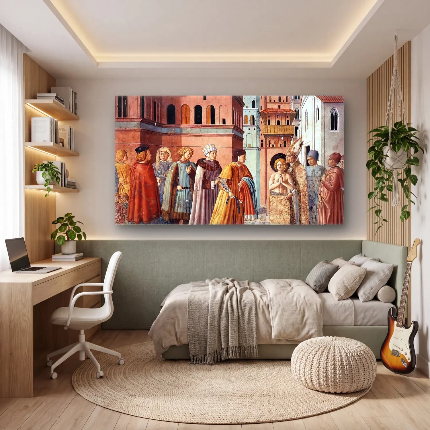 Benozzo Gozzoli – Scenes from the Life of St Francis (Scene 3, south wall) cam tablo — genç odasında