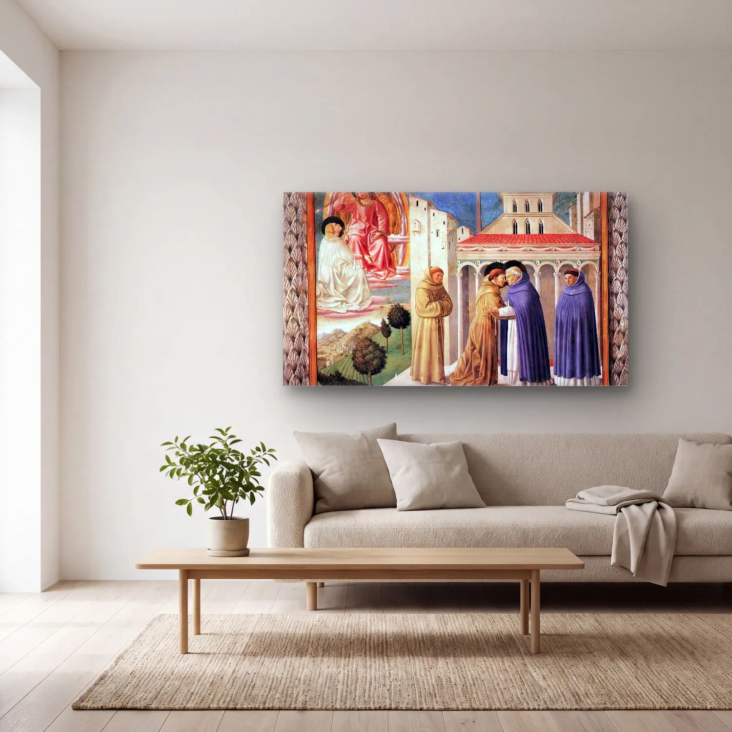 Benozzo Gozzoli – Scenes from the Life of St Francis (Scene 4, south wall) cam tablo — açık renk salonda