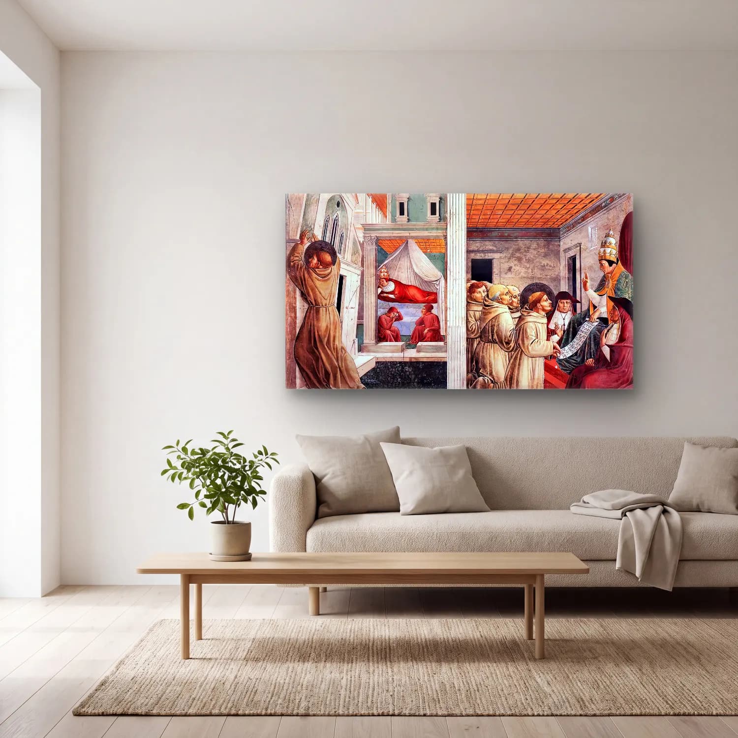 Benozzo Gozzoli – Scenes from the Life of St Francis (Scene 5, north wall) cam tablo — açık renk salonda