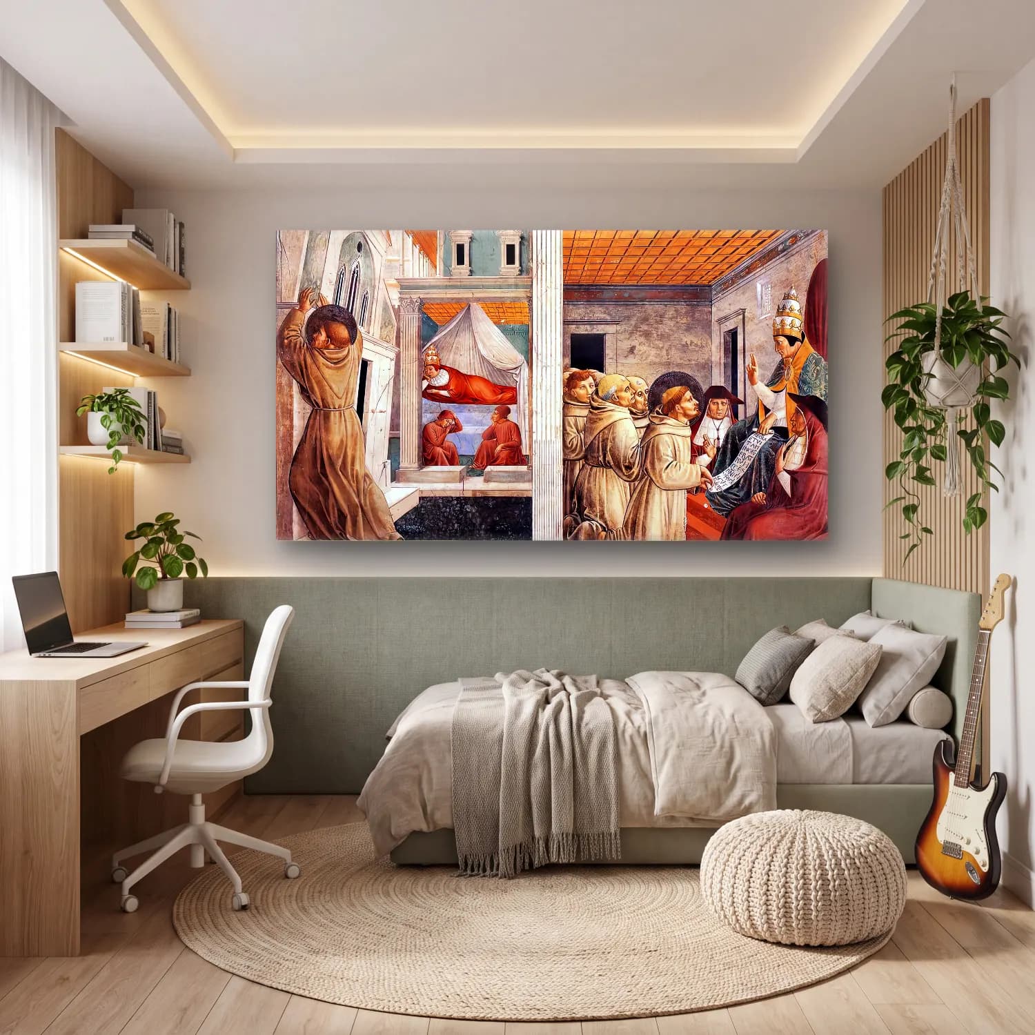 Benozzo Gozzoli – Scenes from the Life of St Francis (Scene 5, north wall) cam tablo — genç odasında