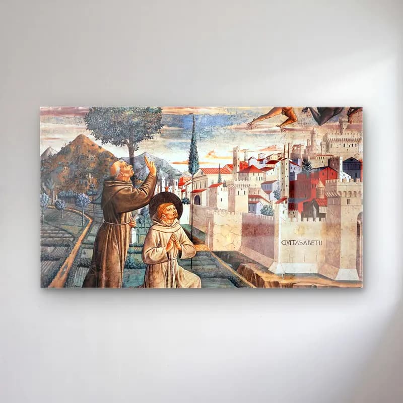 Benozzo Gozzoli – Scenes from the Life of St Francis (Scene 6, north wall) cam tablo — Benozzo Gozzoli – Scenes from the Life of St Francis (Scene 6, north wall) — vintage dini sahne