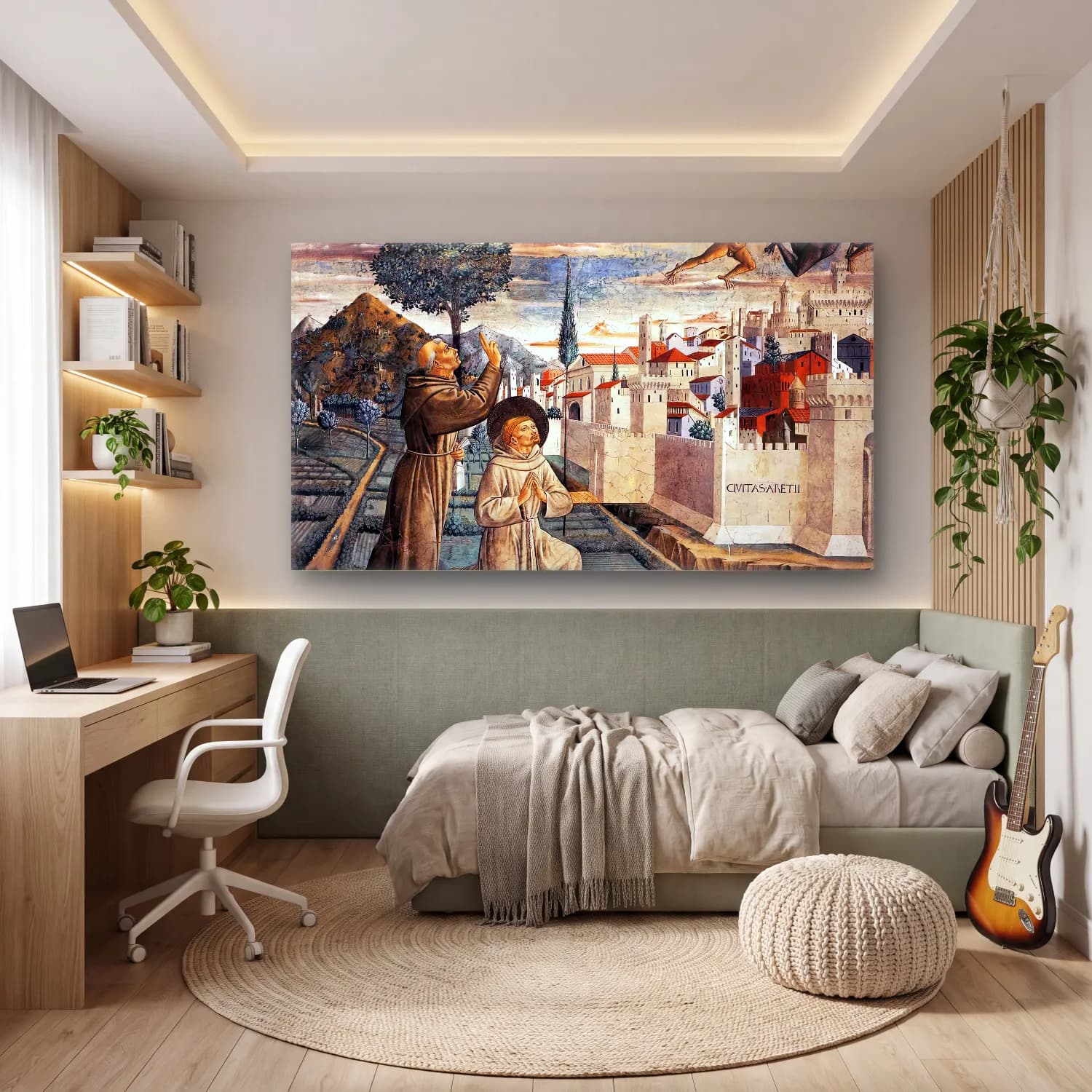 Benozzo Gozzoli – Scenes from the Life of St Francis (Scene 6, north wall) cam tablo — genç odasında