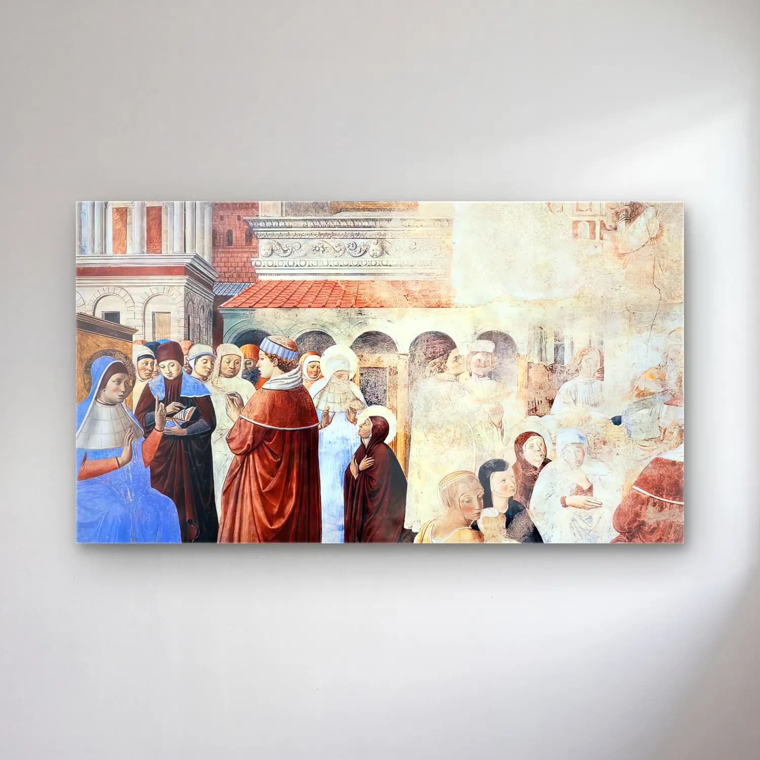 Benozzo Gozzoli – Scenes with St Ambrose (scene 9, north wall) cam tablo — Benozzo Gozzoli – Scenes with St Ambrose (scene 9, north wall) — vintage dini sahne