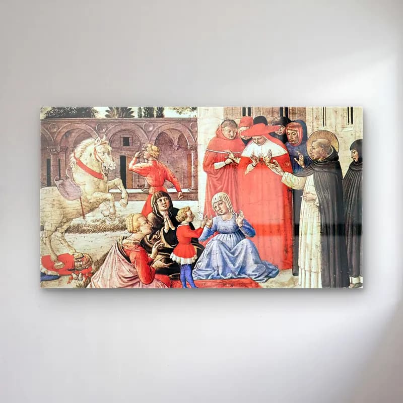 Benozzo Gozzoli – St Dominic Reuscitates Napoleone Orsini cam tablo — Benozzo Gozzoli – St Dominic Reuscitates Napoleone Orsini — vintage dini sahne