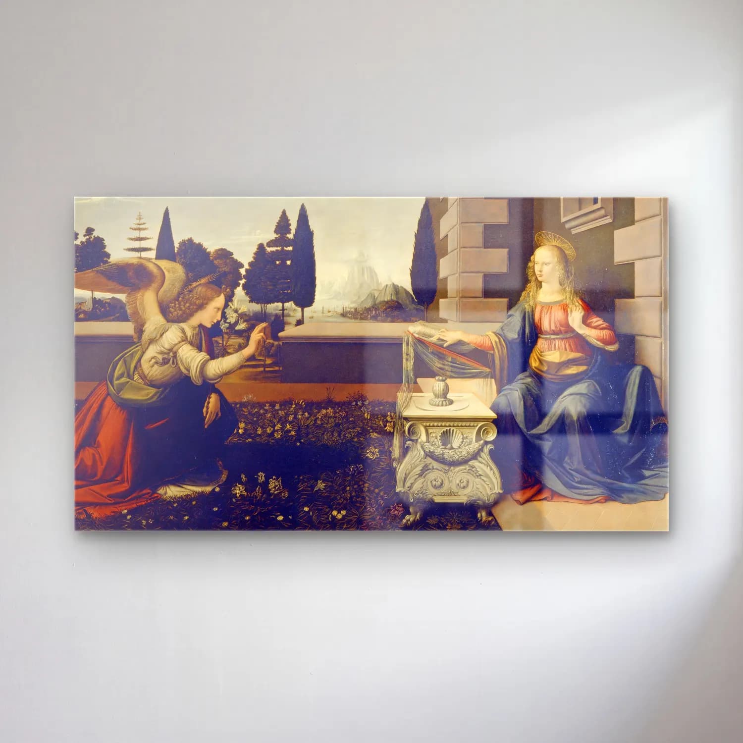 Leonardo da Vinci – Annunciation cam tablo — Leonardo da Vinci – Annunciation — yağlı boya dini sahne