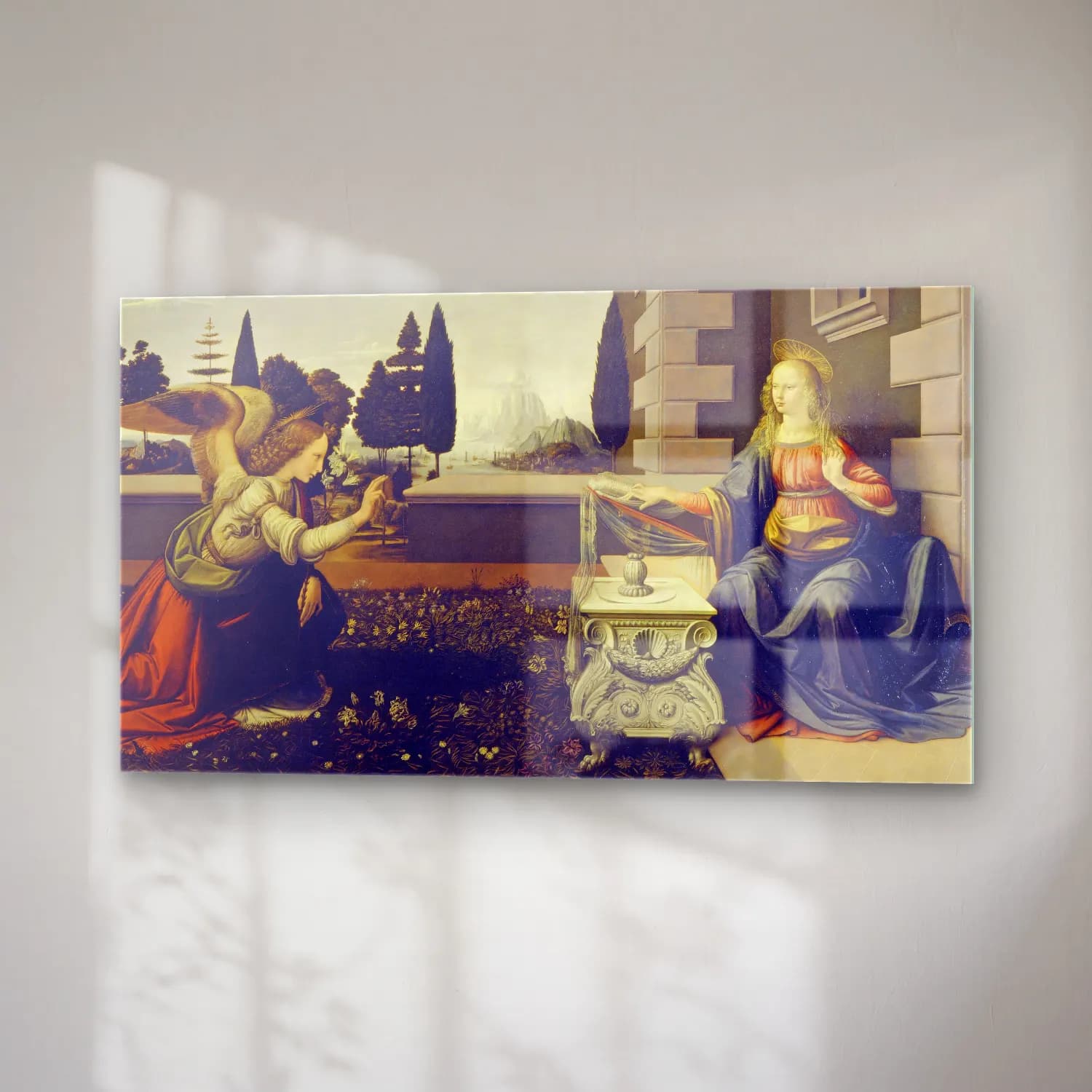 Leonardo da Vinci – Annunciation cam tablo — sağ açıdan görünüm