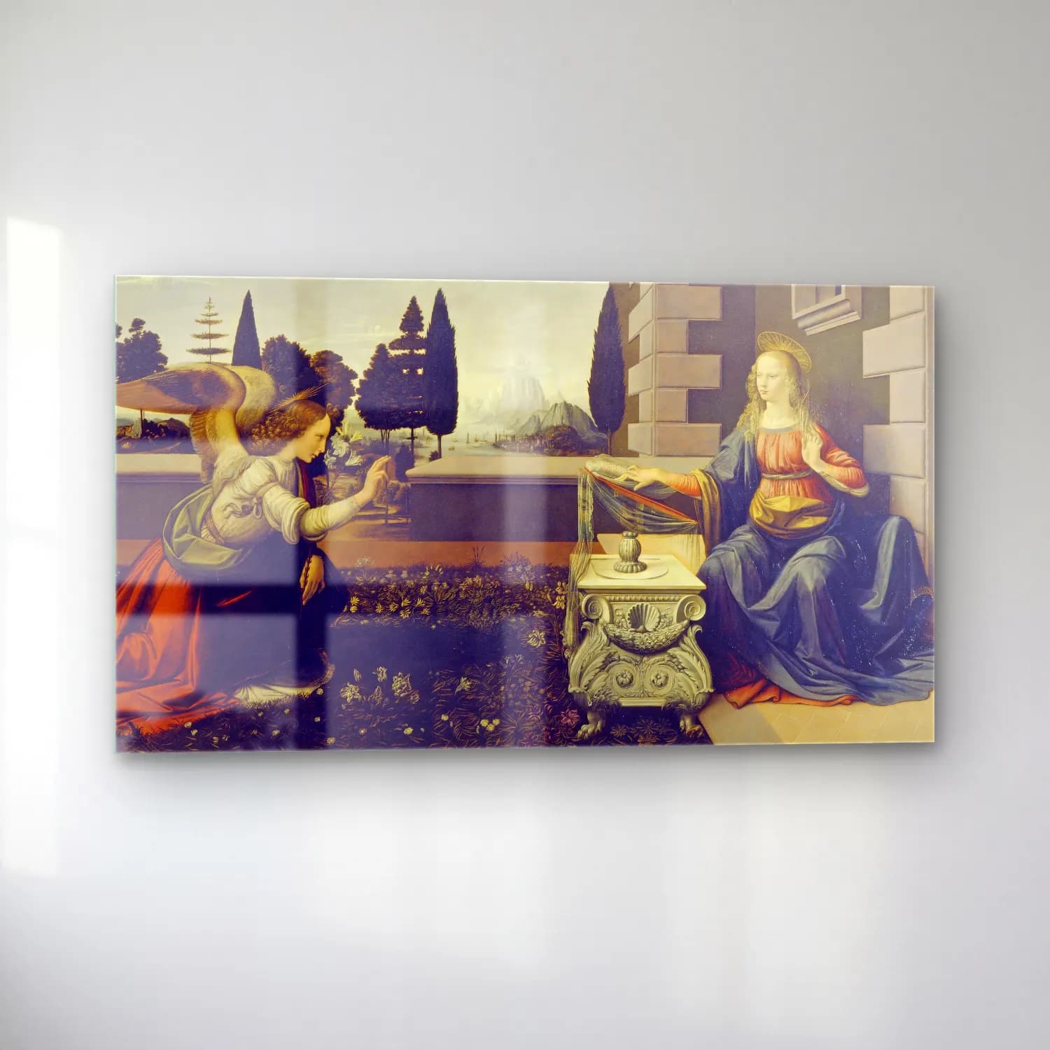 Leonardo da Vinci – Annunciation cam tablo — sol açıdan görünüm