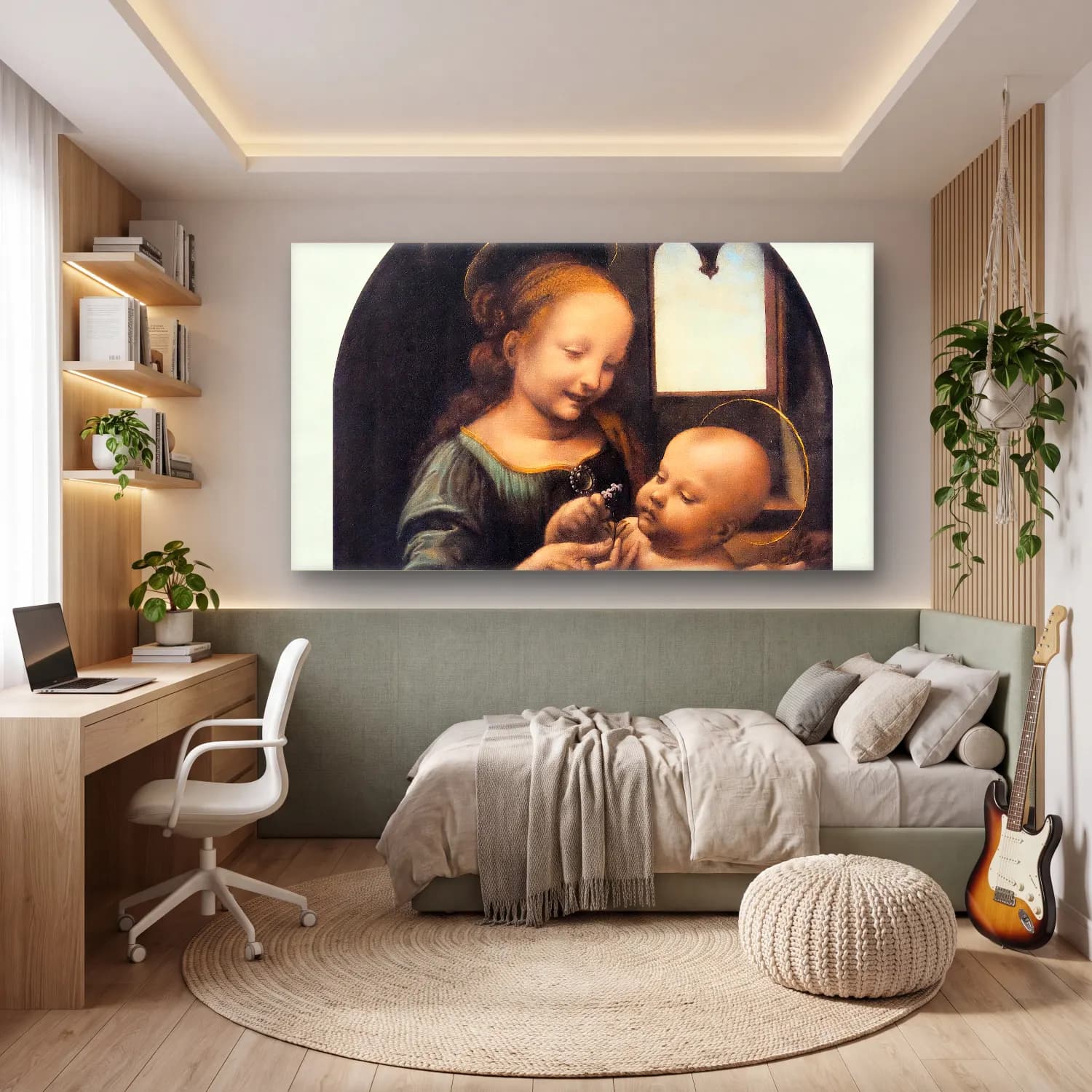 Leonardo da Vinci – Benois Madonna cam tablo — genç odasında