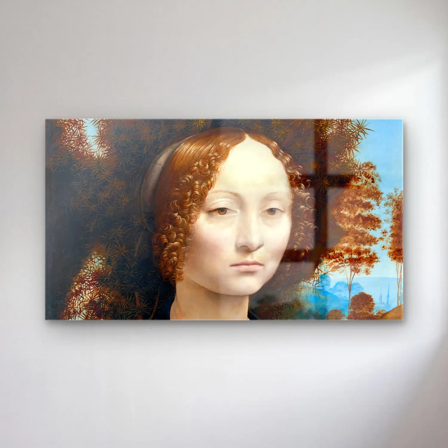 Leonardo da Vinci – Ginevra de Benci cam tablo — Leonardo da Vinci – Ginevra de Benci — yağlı boya kadın portresi