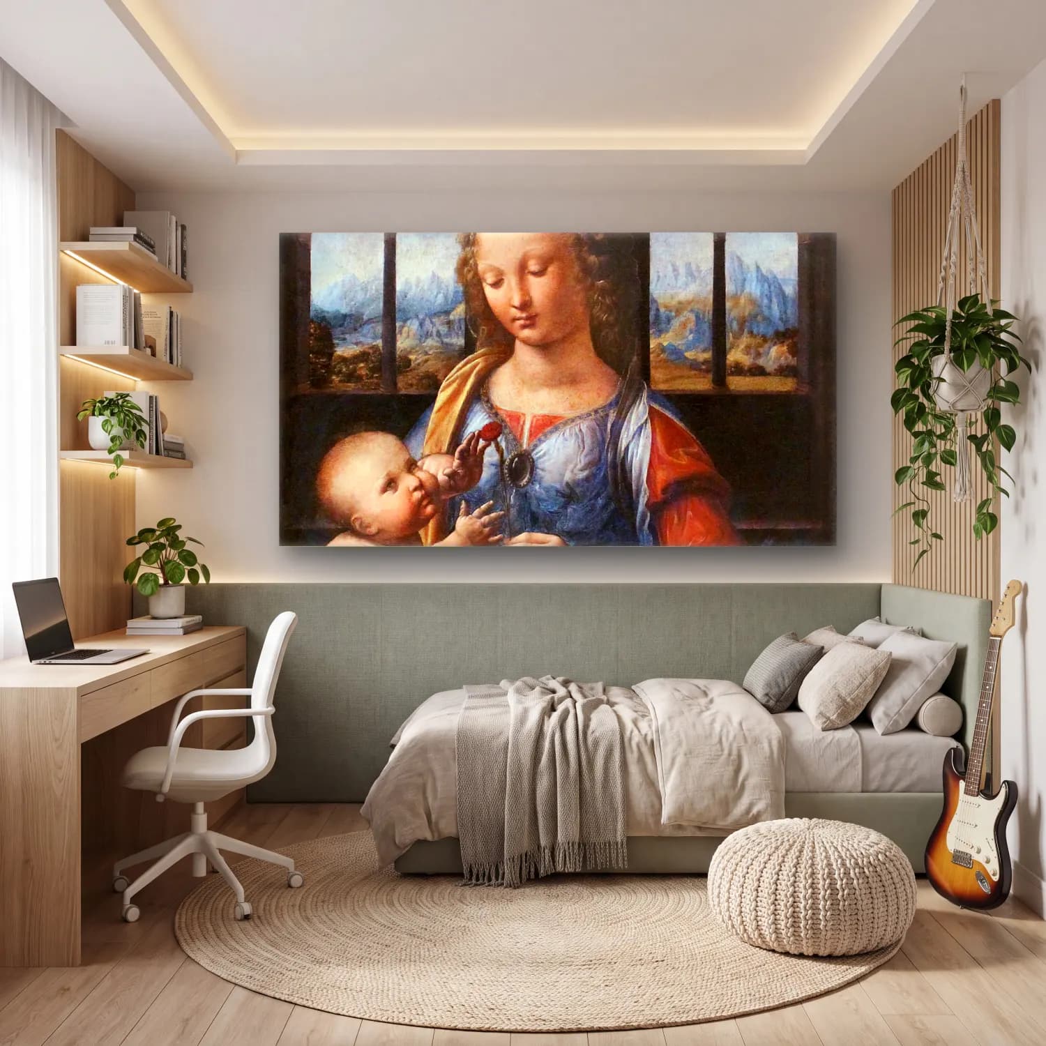 Leonardo da Vinci – Madonna of the Carnation cam tablo — genç odasında