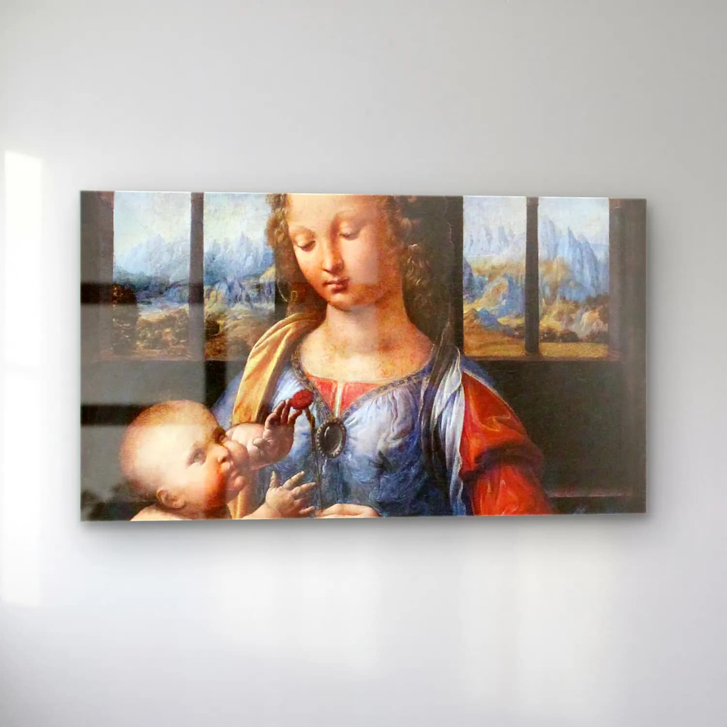 Leonardo da Vinci – Madonna of the Carnation cam tablo — sol açıdan görünüm