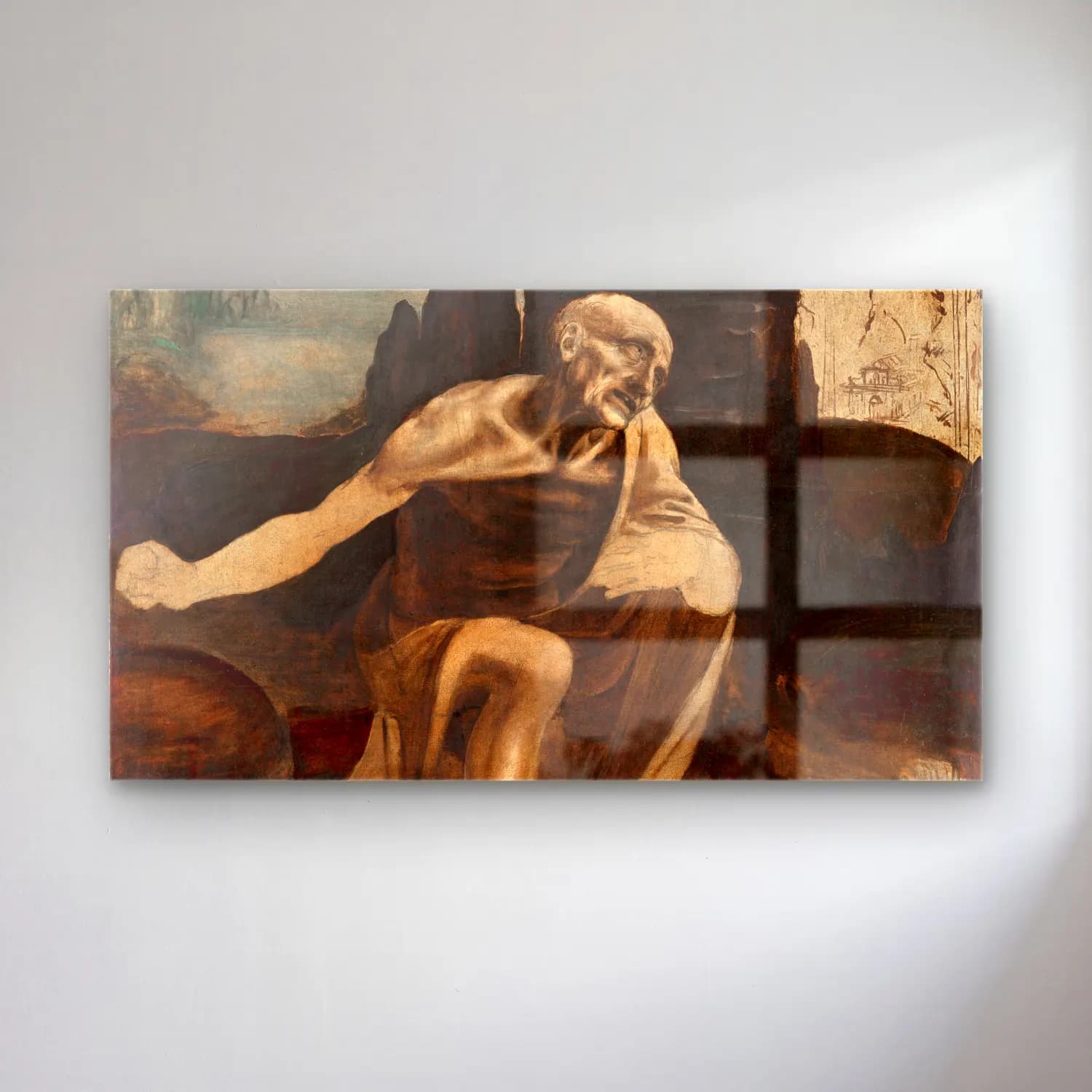 Leonardo da Vinci – Saint Jerome in the Wilderness cam tablo — Leonardo da Vinci – Saint Jerome in the Wilderness — yağlı boya erkek portresi