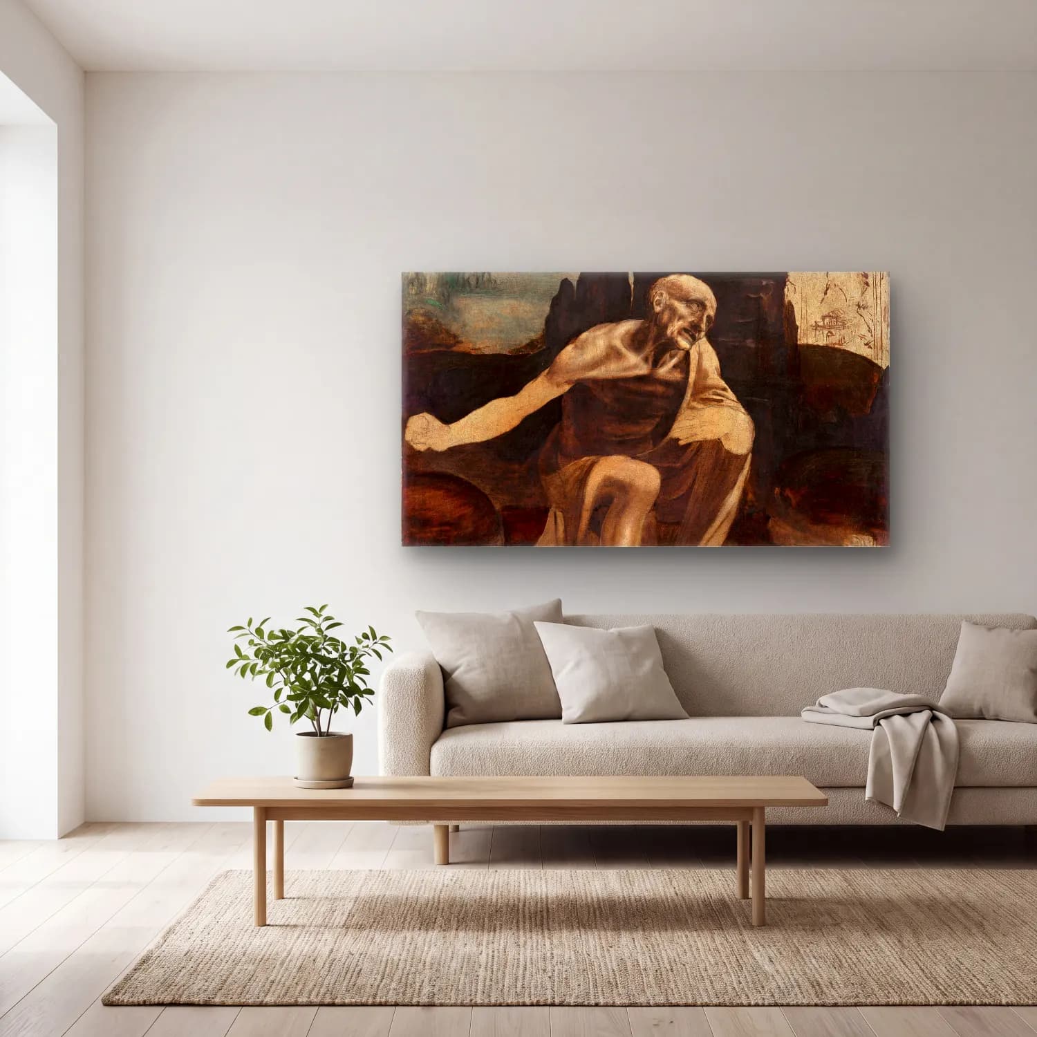 Leonardo da Vinci – Saint Jerome in the Wilderness cam tablo — açık renk salonda