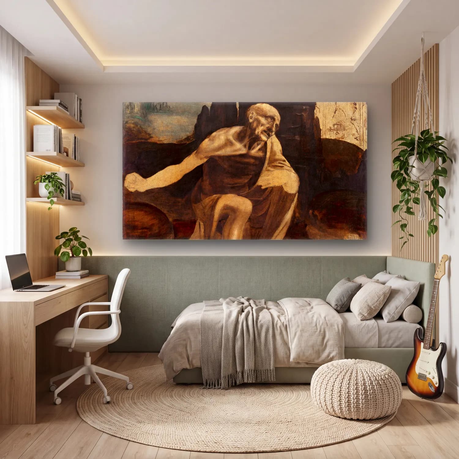 Leonardo da Vinci – Saint Jerome in the Wilderness cam tablo — genç odasında