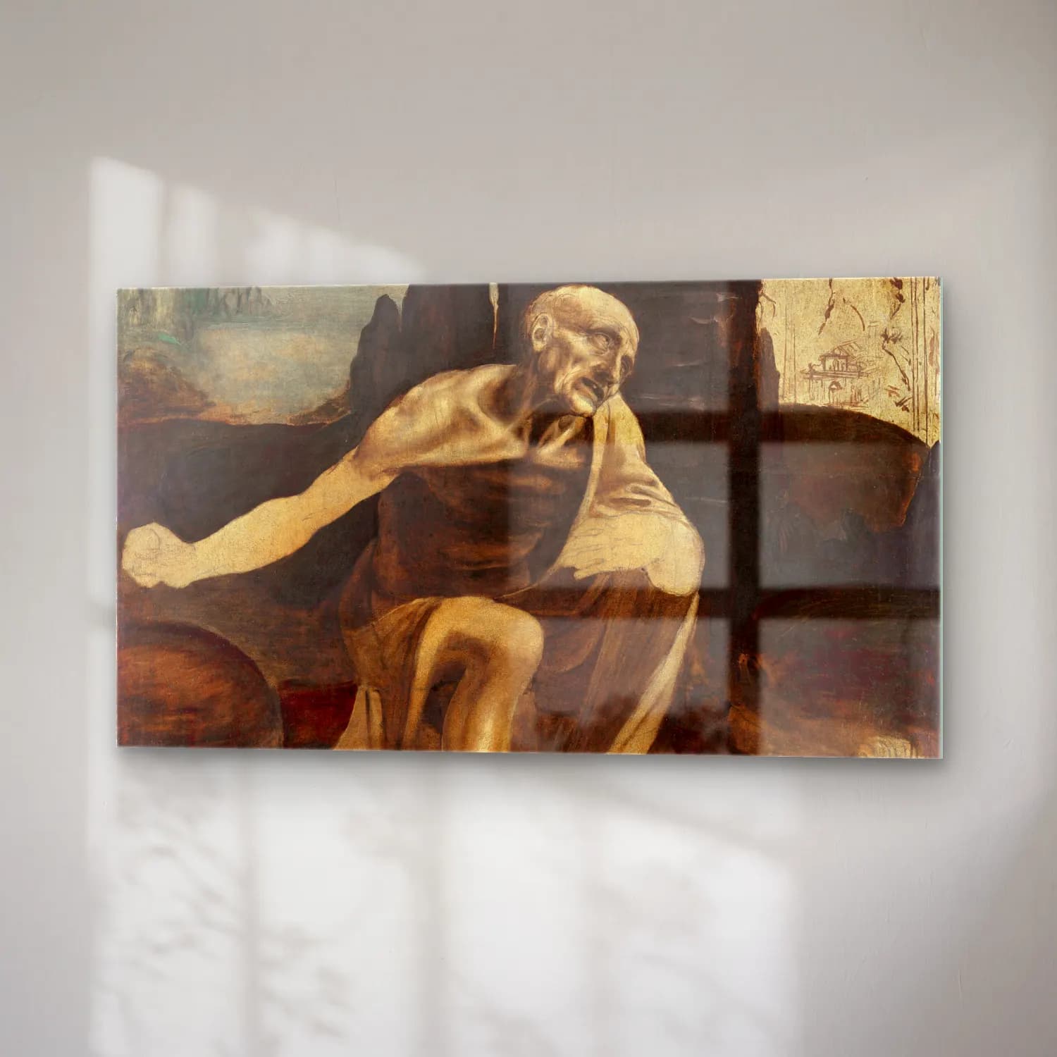 Leonardo da Vinci – Saint Jerome in the Wilderness cam tablo — sağ açıdan görünüm