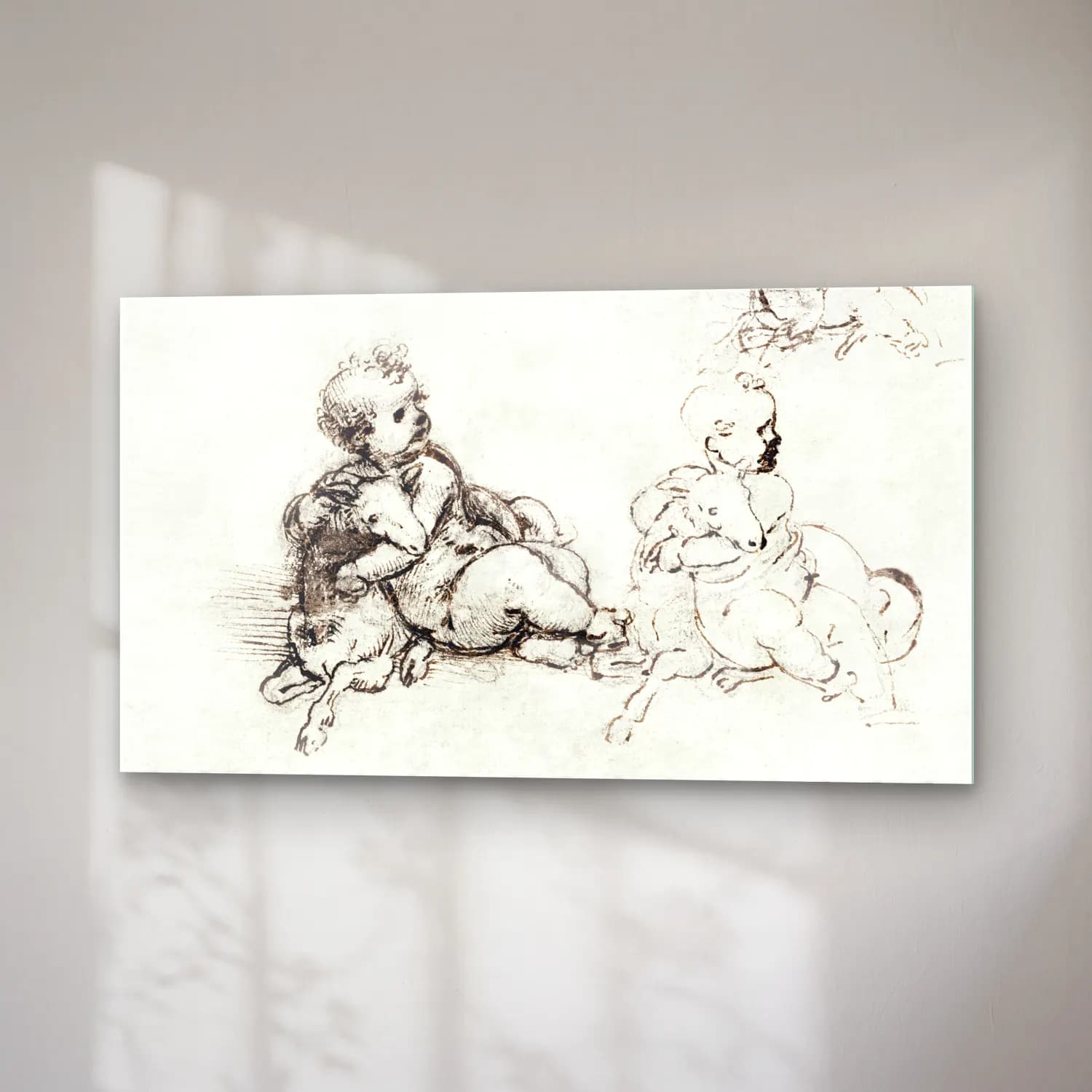 Leonardo da Vinci – Studies for the Christ Child with a Lamb cam tablo — sağ açıdan görünüm