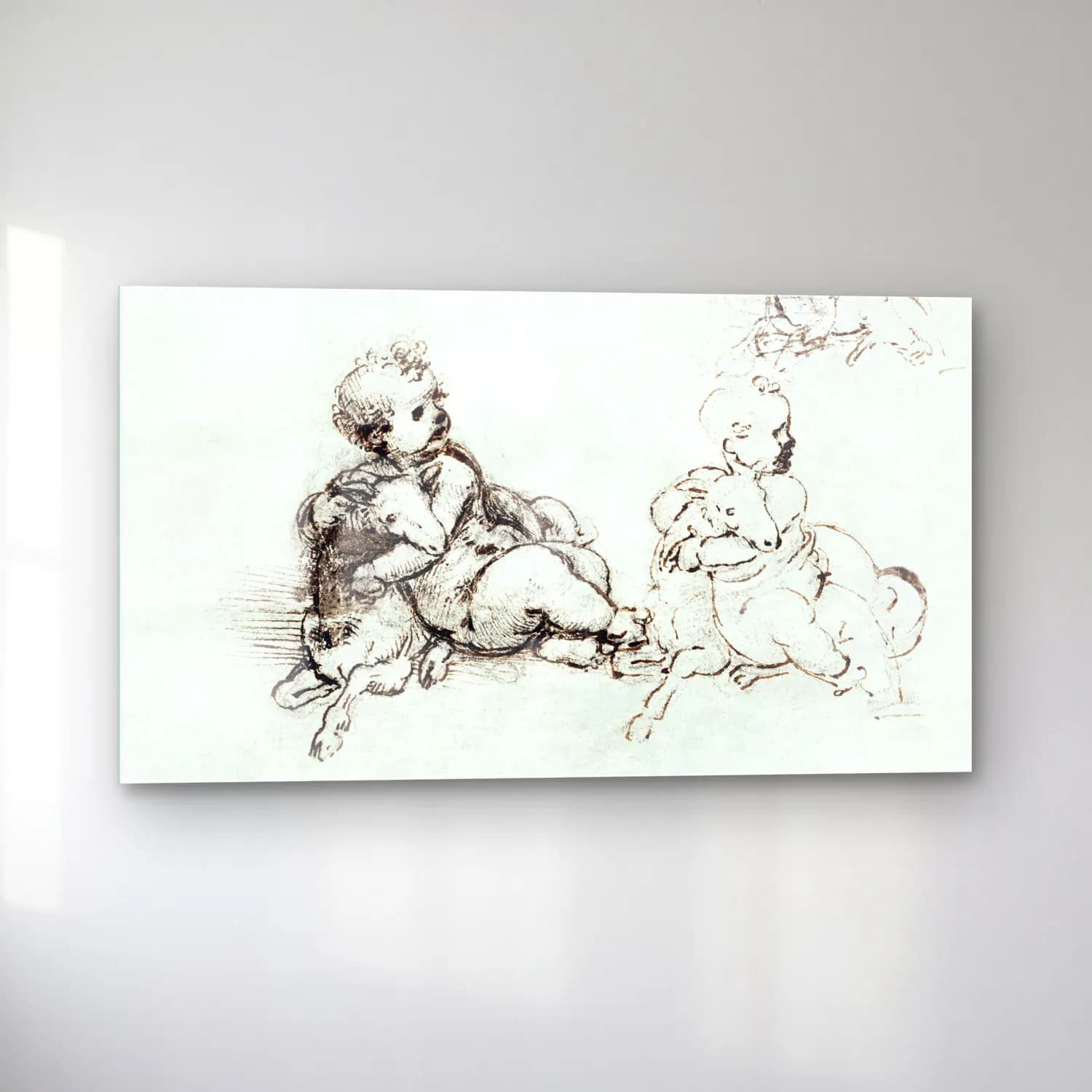 Leonardo da Vinci – Studies for the Christ Child with a Lamb cam tablo — sol açıdan görünüm