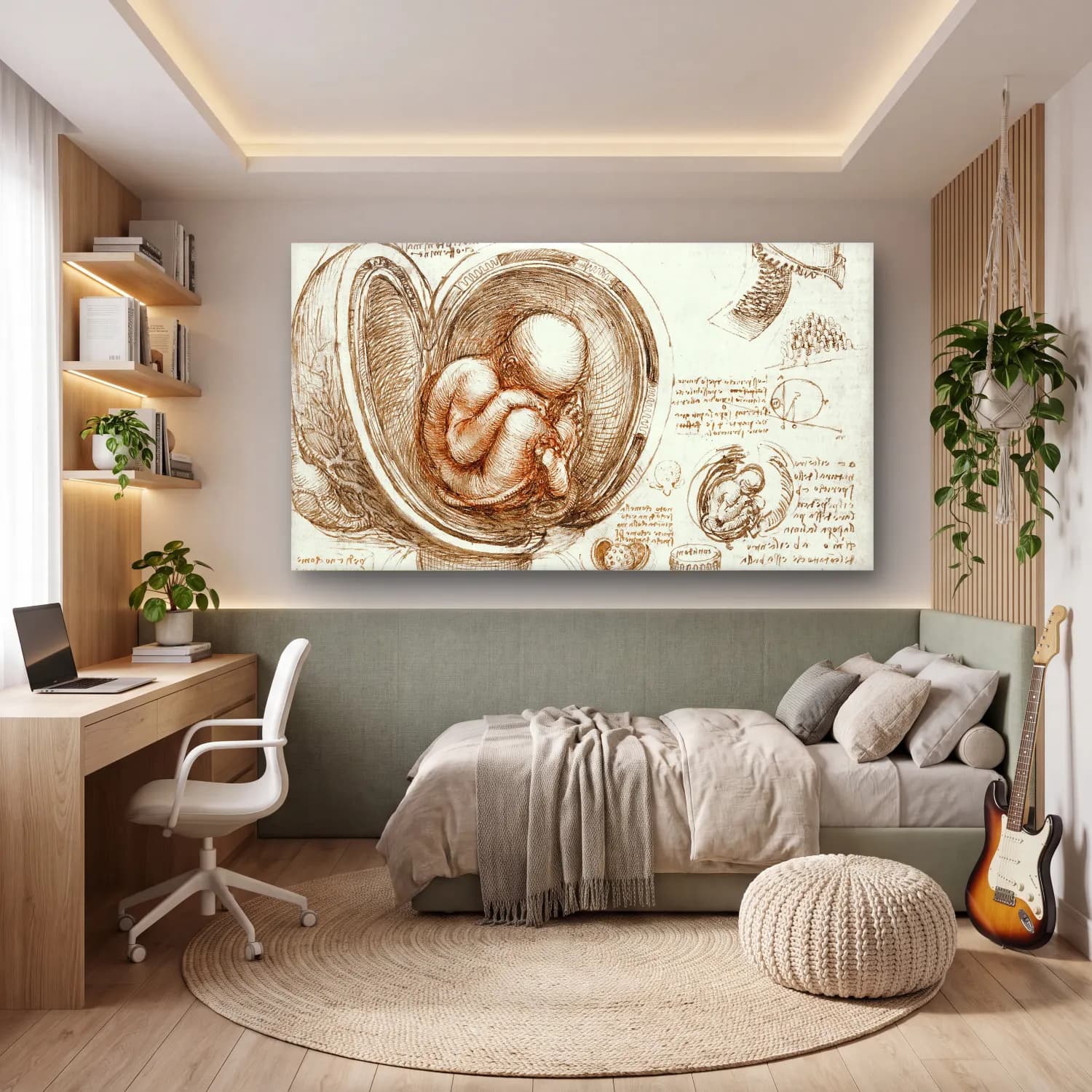 Leonardo da Vinci – Studies of the Fetus in the Womb cam tablo — genç odasında