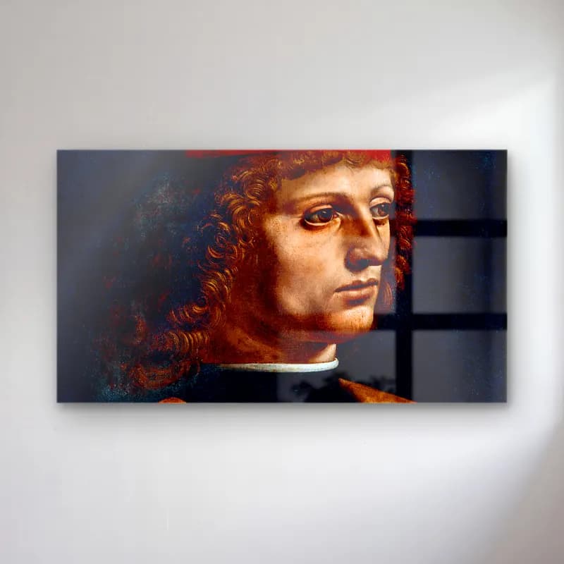 Leonardo da Vinci – The Portrait of a Musician cam tablo — Leonardo da Vinci – The Portrait of a Musician — yağlı boya erkek portresi