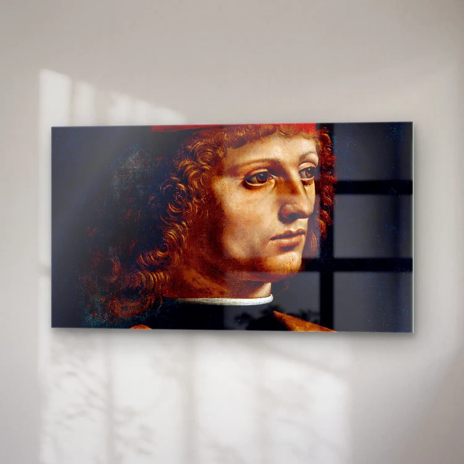 Leonardo da Vinci – The Portrait of a Musician cam tablo — sağ açıdan görünüm