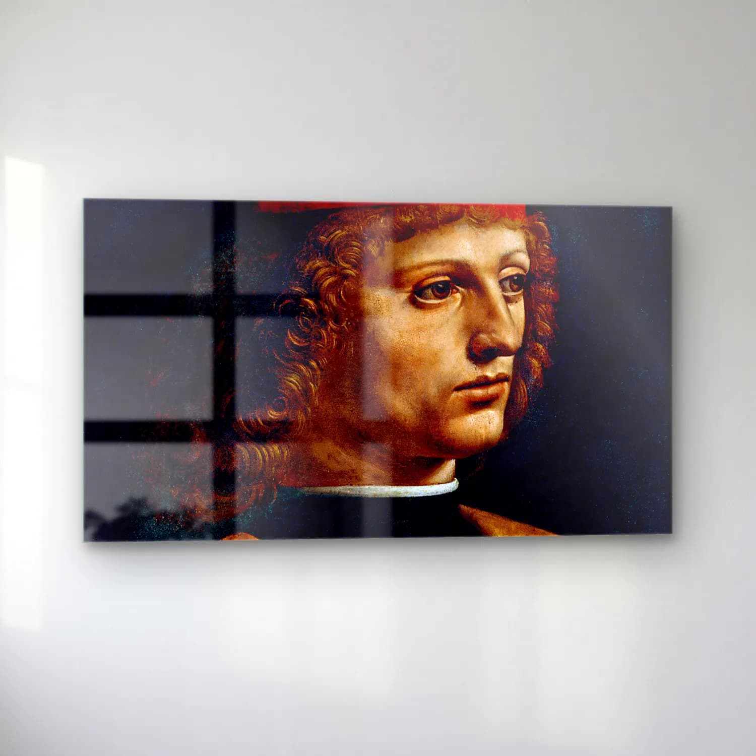 Leonardo da Vinci – The Portrait of a Musician cam tablo — sol açıdan görünüm