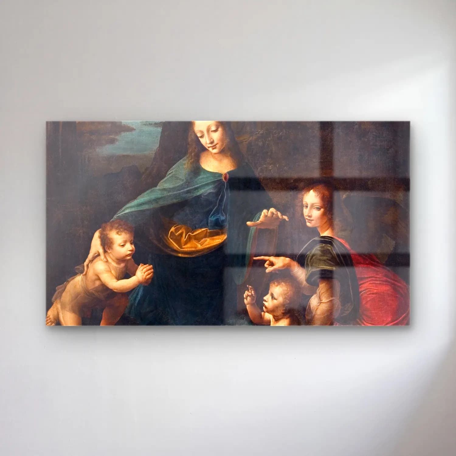 Leonardo da Vinci – The Virgin of the Rocks cam tablo — Leonardo da Vinci – The Virgin of the Rocks — yağlı boya dini sahne