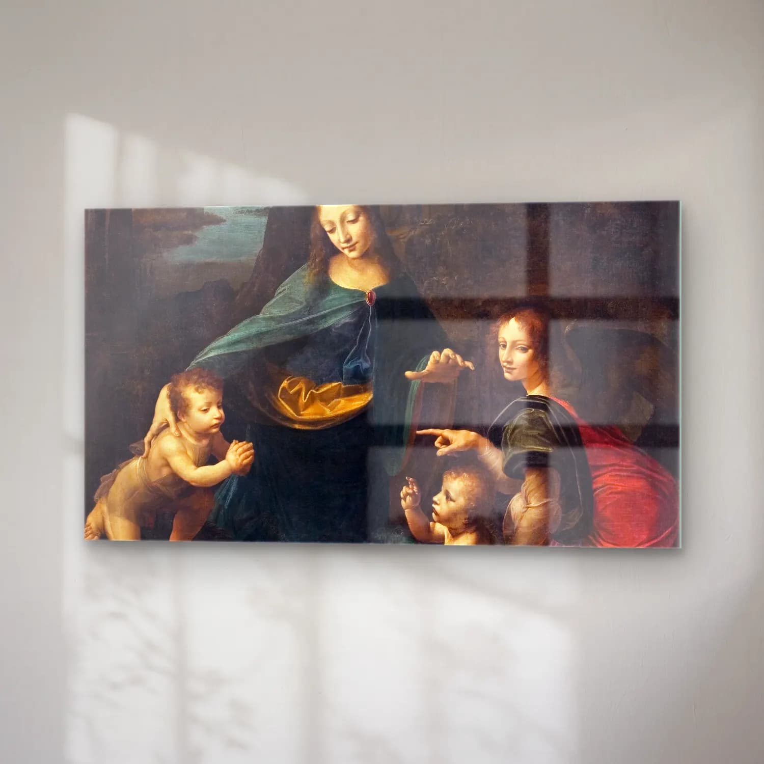 Leonardo da Vinci – The Virgin of the Rocks cam tablo — sağ açıdan görünüm