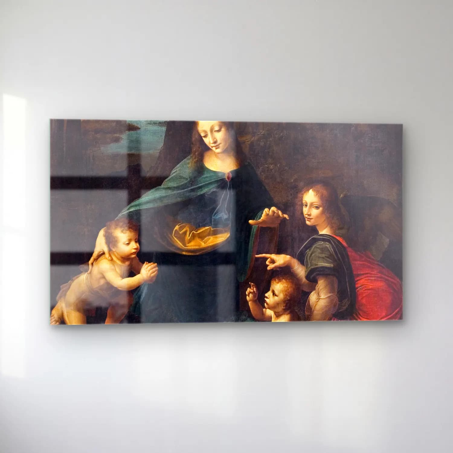 Leonardo da Vinci – The Virgin of the Rocks cam tablo — sol açıdan görünüm