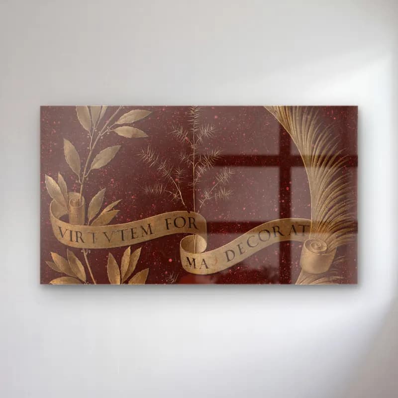 Leonardo da Vinci – Wreath of Laurel, Palm, and Juniper with a Scroll inscribed… cam tablo — Leonardo da Vinci – Wreath of Laurel, Palm, and Juniper with a Scroll inscribed… — vintage poster yılbaşı süsleri