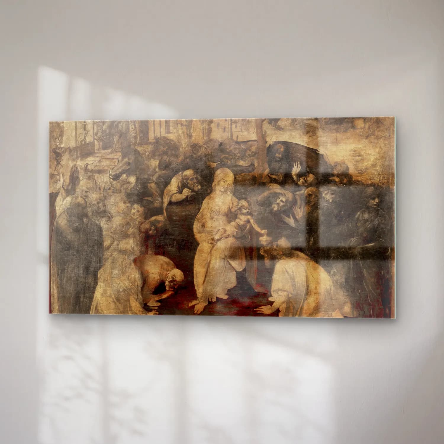 Leonardo da Vinci – doration of the Magi (ca. 1480–1482) cam tablo — sağ açıdan görünüm