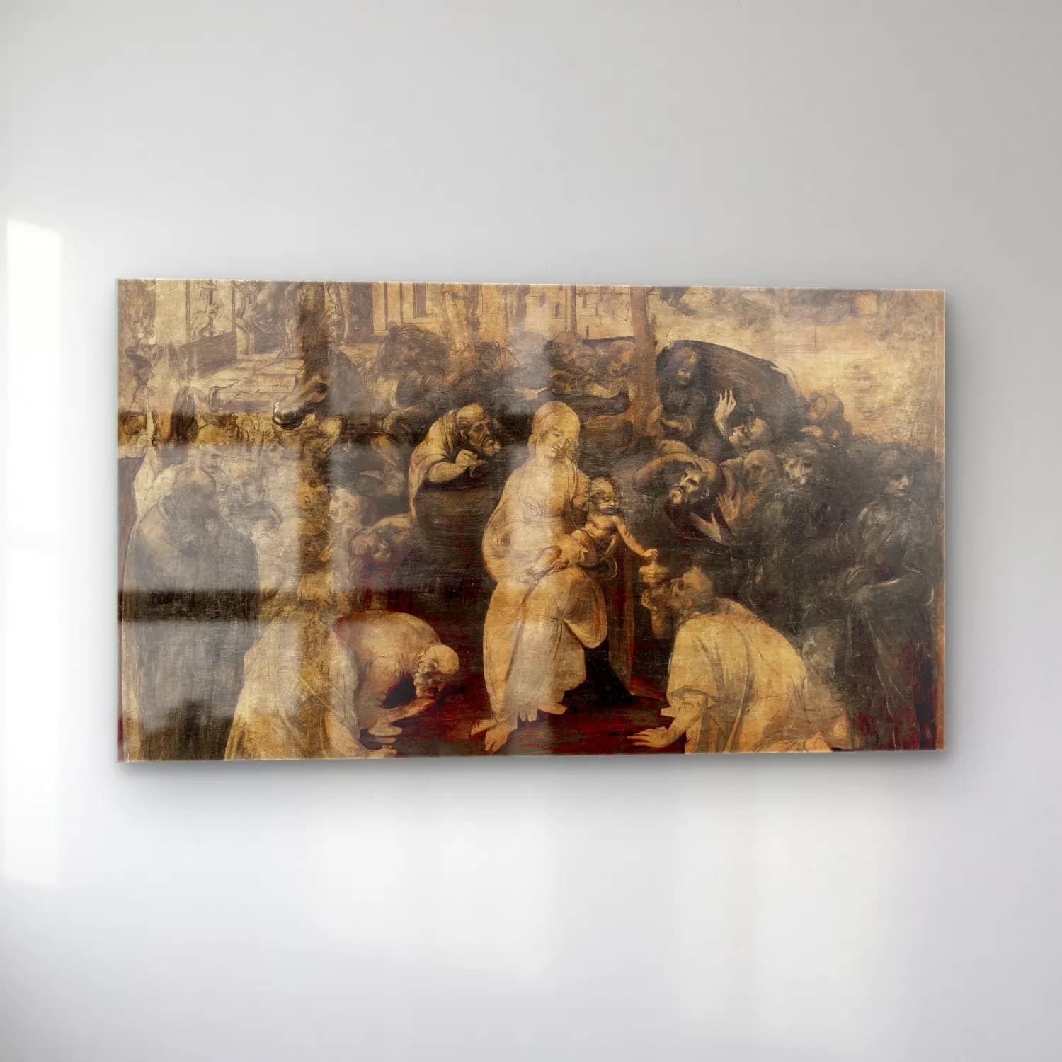 Leonardo da Vinci – doration of the Magi (ca. 1480–1482) cam tablo — sol açıdan görünüm