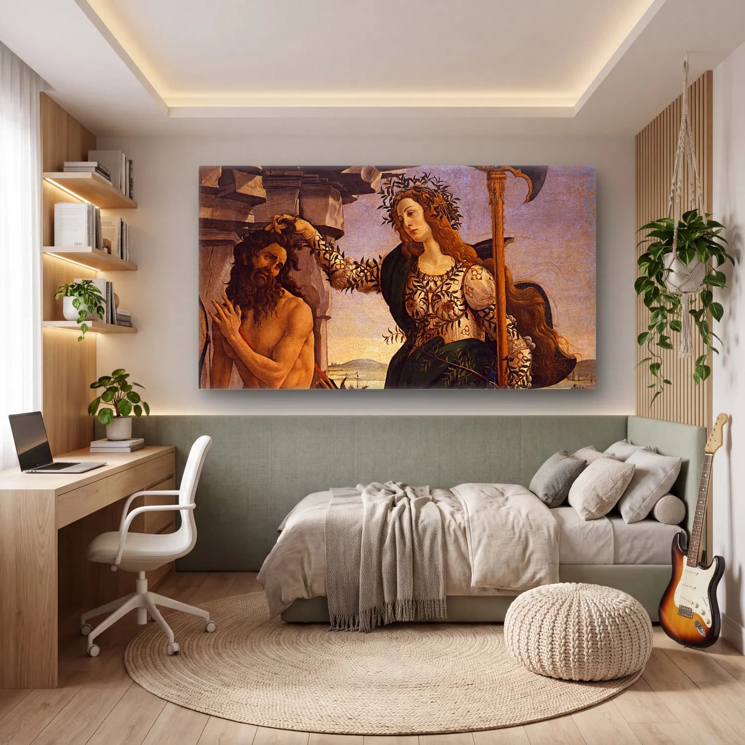 Sandro Botticelli – Pallas and the Centaur cam tablo — genç odasında