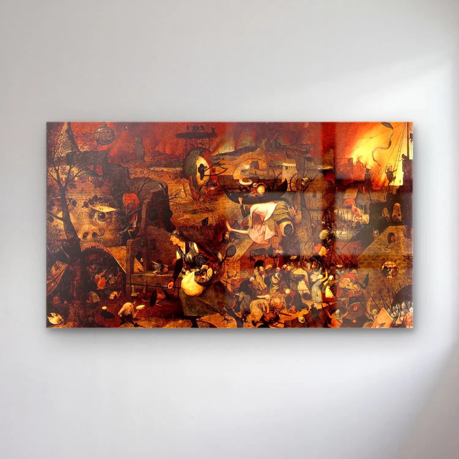 Pieter Bruegel – Dull Gret cam tablo — Pieter Bruegel – Dull Gret — modern soyut savaş sahnesi