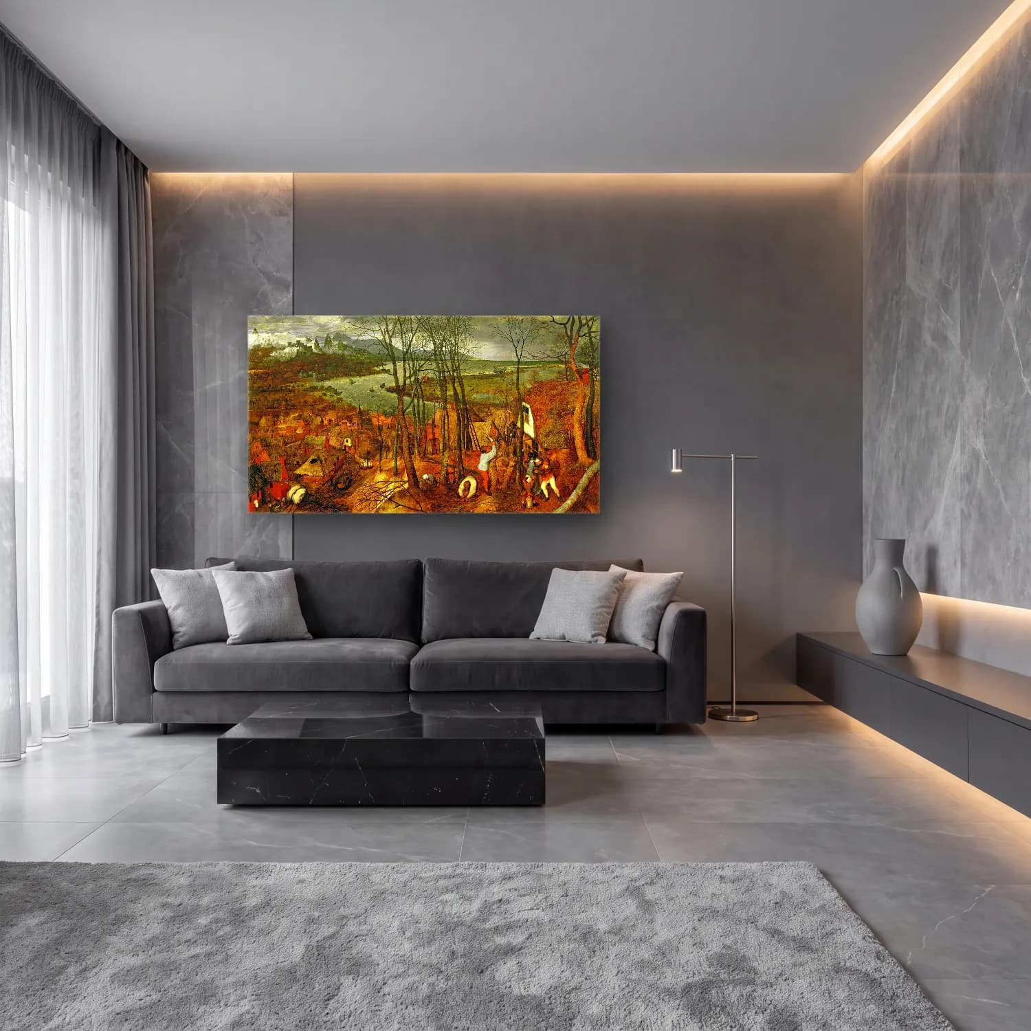 Pieter Bruegel – Gloomy Day cam tablo — lüks salon duvarında