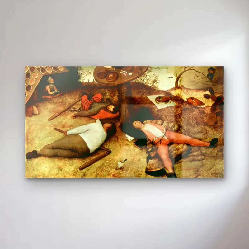 Pieter Bruegel – Land of Cockaigne cam tablo — Pieter Bruegel – Land of Cockaigne — yağlı boya mitolojik sahne