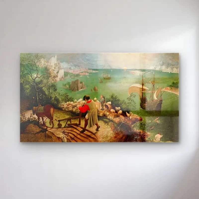 Pieter Bruegel – Landscape with the Fall of Icarus cam tablo — Pieter Bruegel – Landscape with the Fall of Icarus — yağlı boya i̇talyan sahili