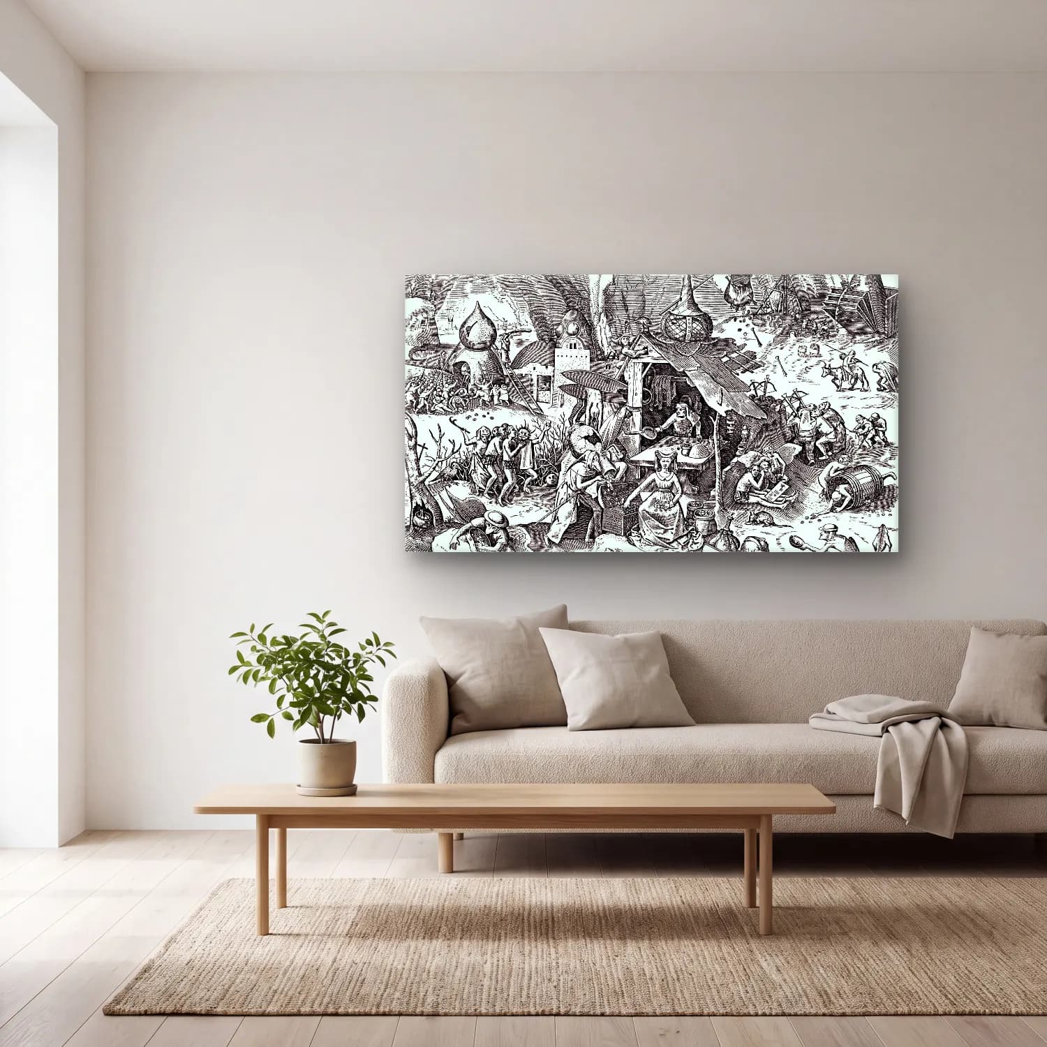 Pieter Bruegel – Seven deadly sins - Greed cam tablo — açık renk salonda