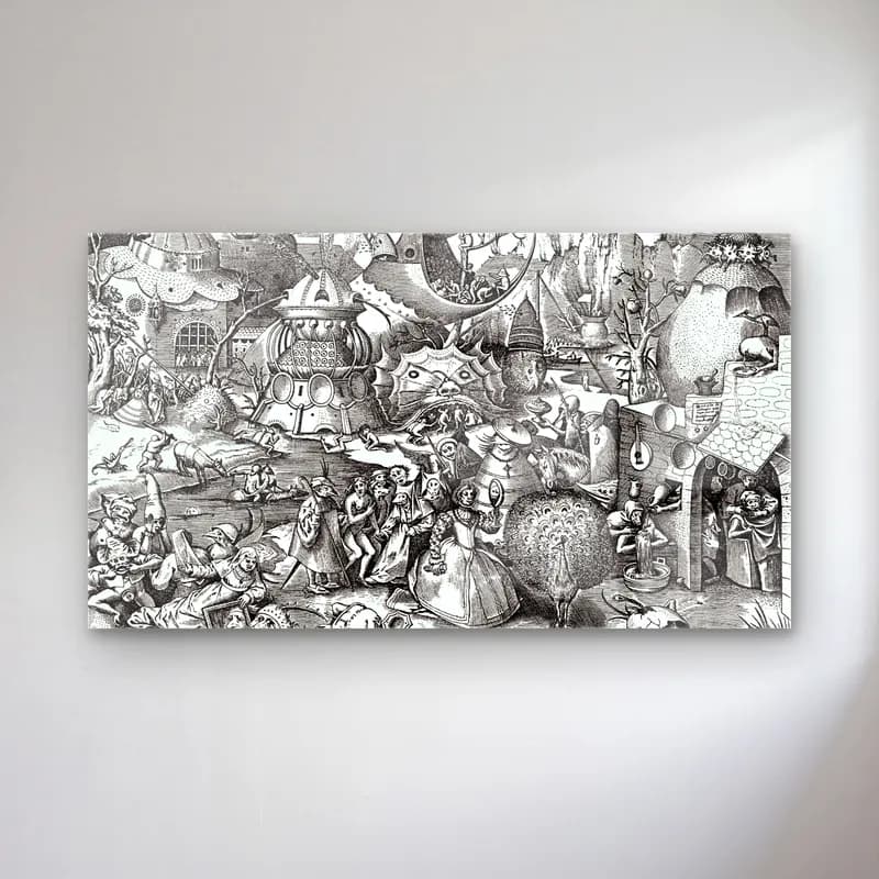 Pieter Bruegel – Seven deadly sins - Pride cam tablo — Pieter Bruegel – Seven deadly sins - Pride — siyah beyaz mitolojik sahne
