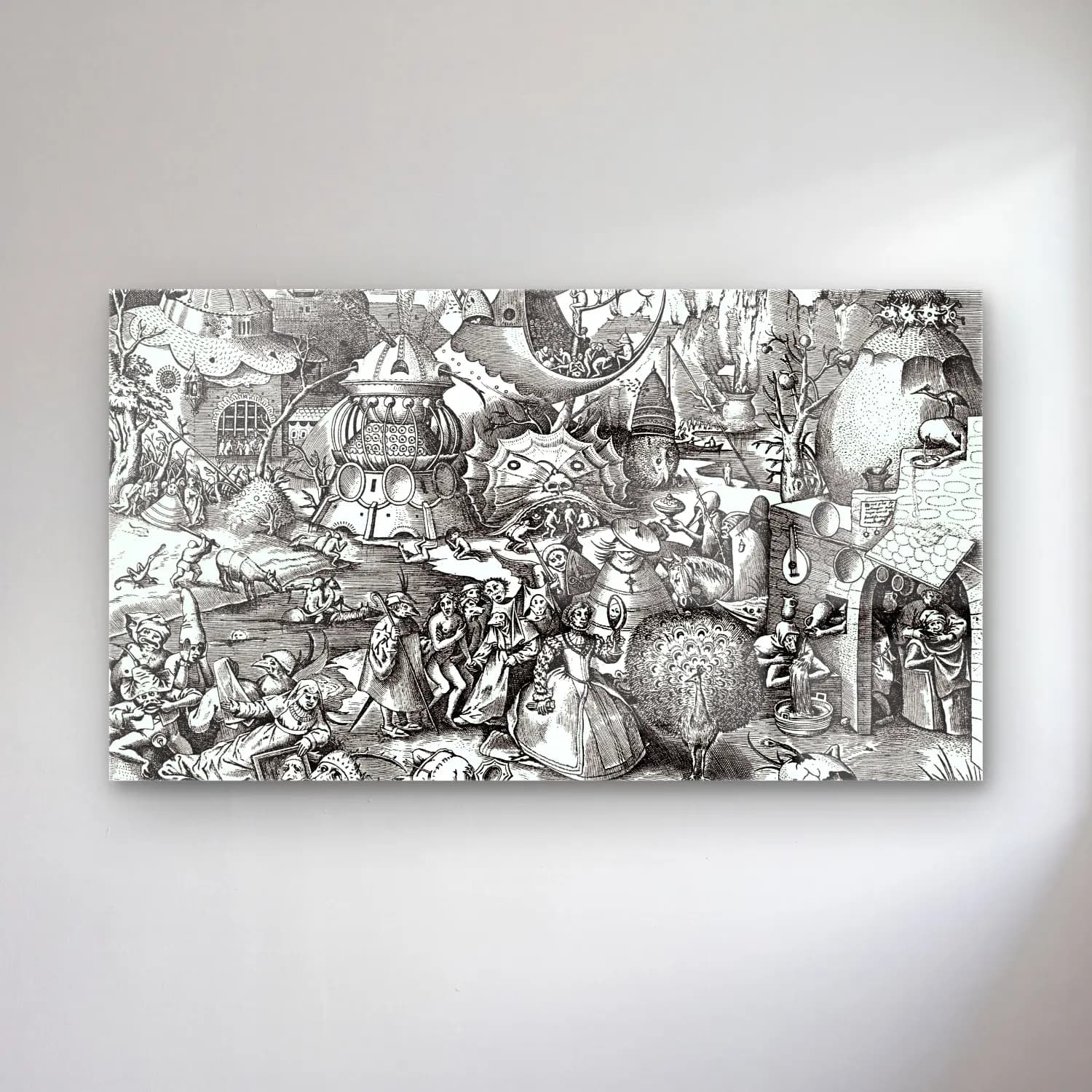 Pieter Bruegel – Seven deadly sins - Pride cam tablo — Pieter Bruegel – Seven deadly sins - Pride — siyah beyaz mitolojik sahne