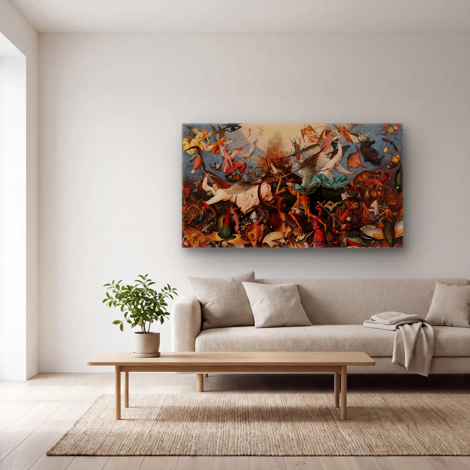 Pieter Bruegel – The Fall of the Rebel Angels cam tablo — açık renk salonda