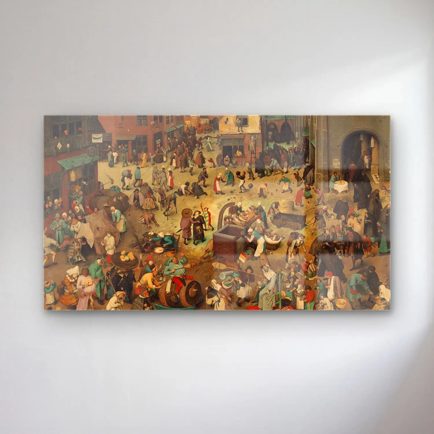 Pieter Bruegel – The Fight Between Carnival and Lent cam tablo — Pieter Bruegel – The Fight Between Carnival and Lent — vintage kalabalık cadde