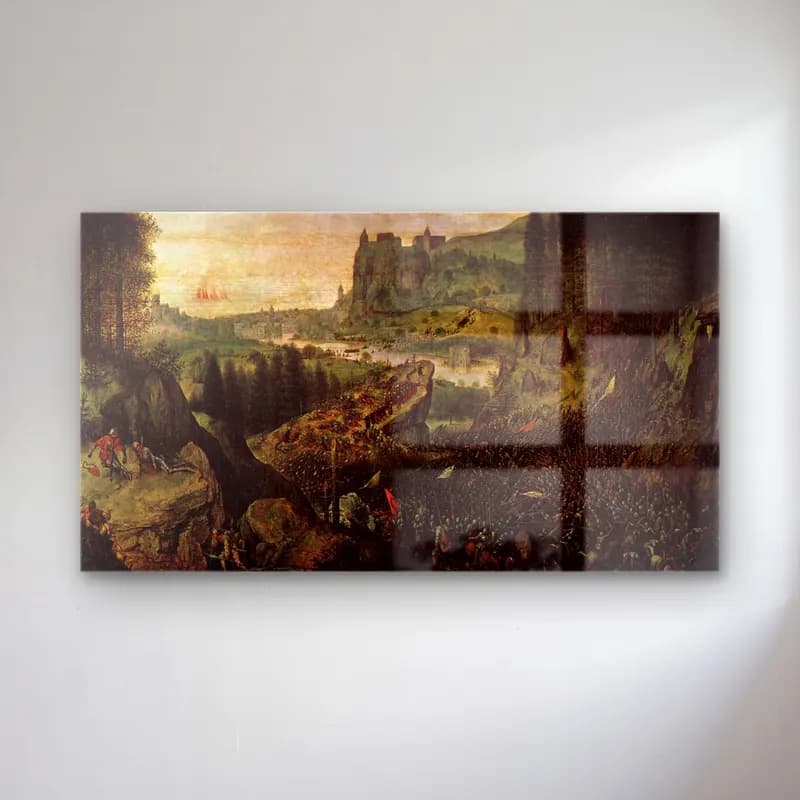 Pieter Bruegel – The Suicide of Saul cam tablo — Pieter Bruegel – The Suicide of Saul — empresyonist savaş sahnesi
