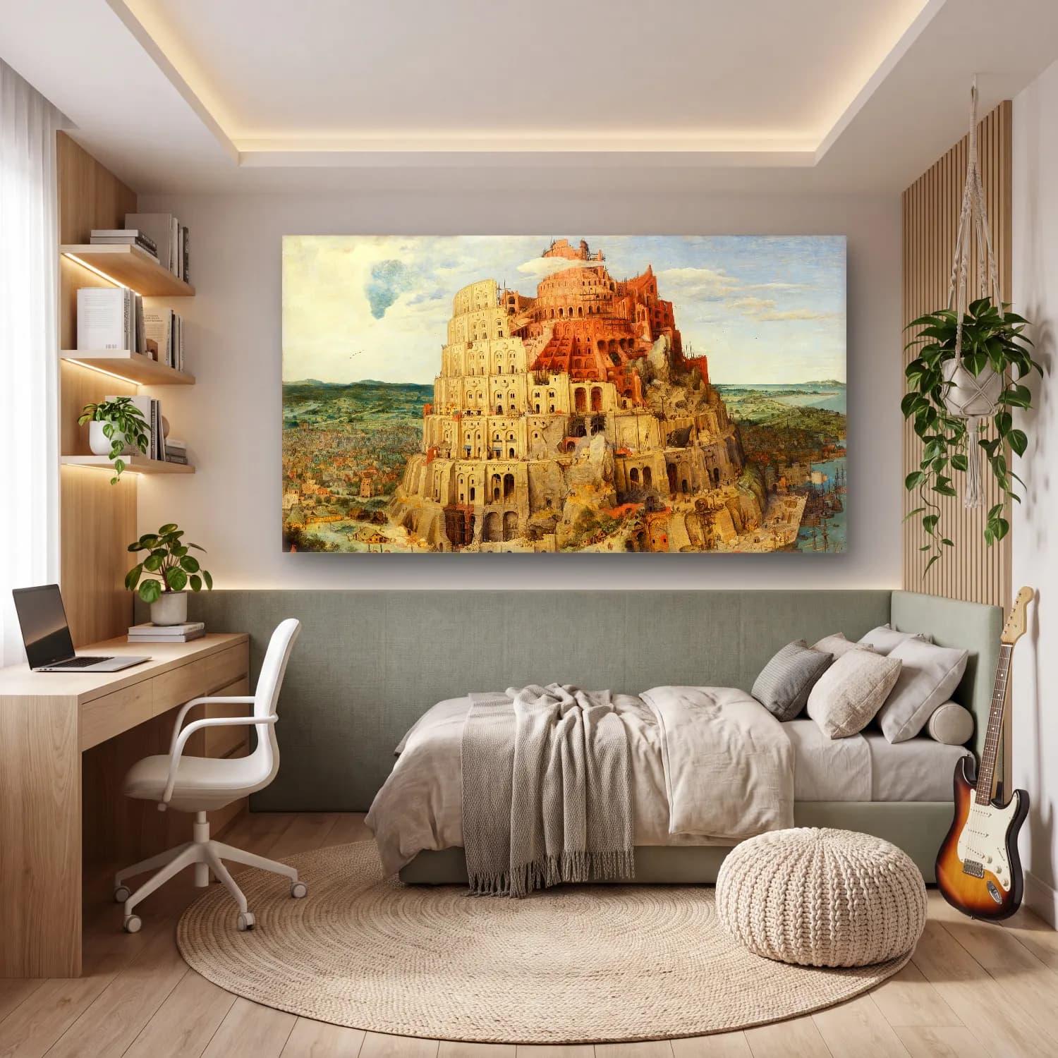 Pieter Bruegel – The Tower of Babel cam tablo — genç odasında