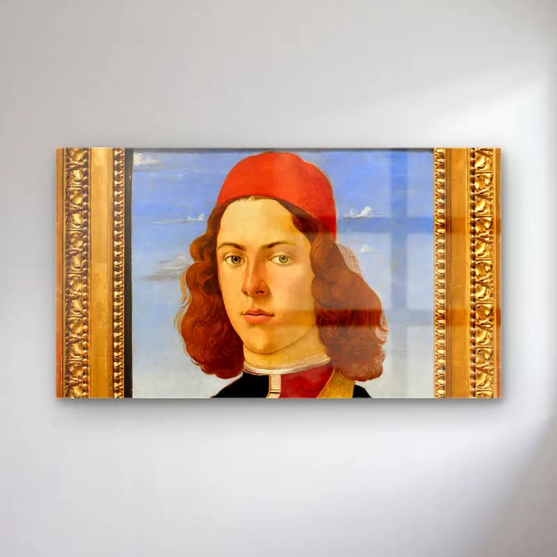 Sandro Botticelli – Portrait of young man cam tablo — Sandro Botticelli – Portrait of young man — yağlı boya erkek portresi