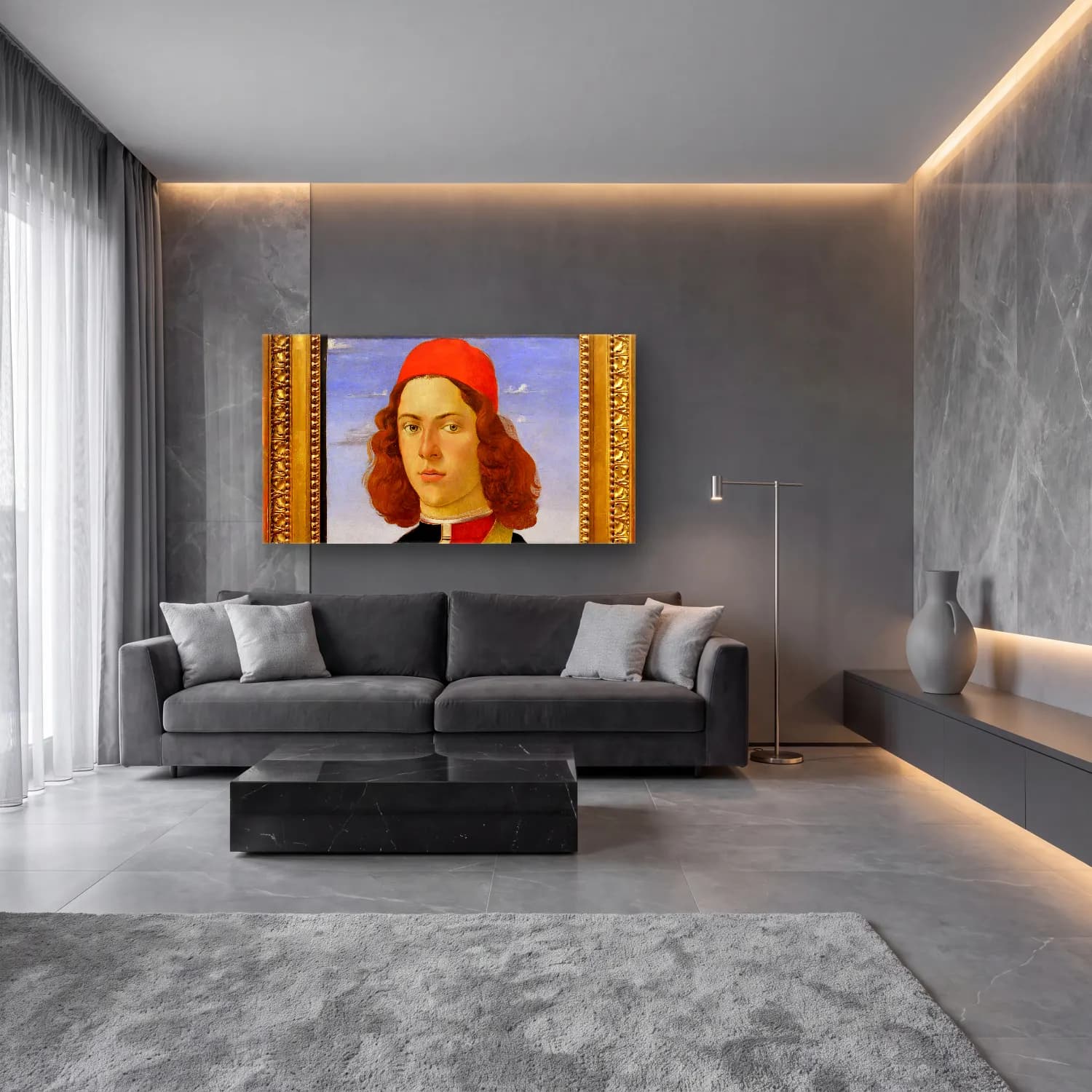 Sandro Botticelli – Portrait of young man cam tablo — lüks salon duvarında