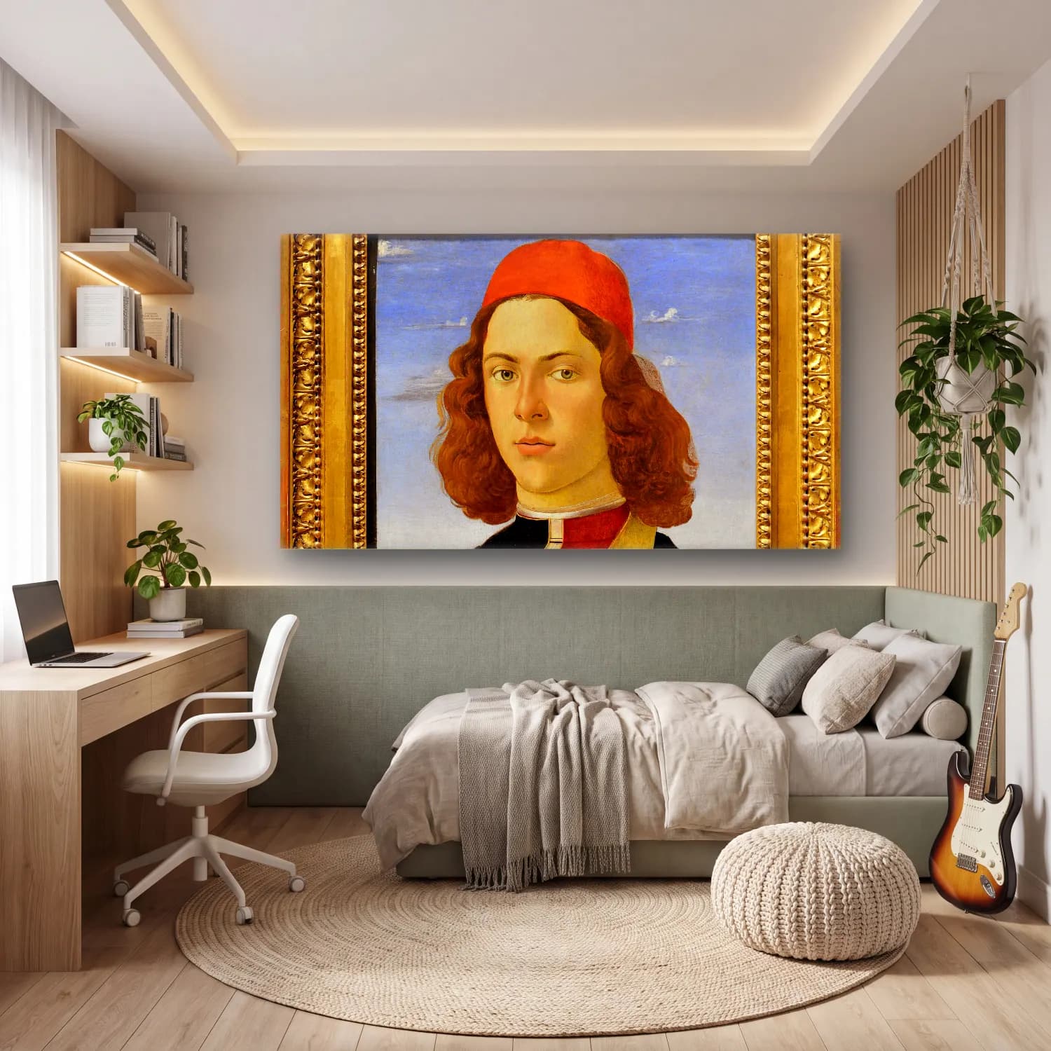 Sandro Botticelli – Portrait of young man cam tablo — genç odasında